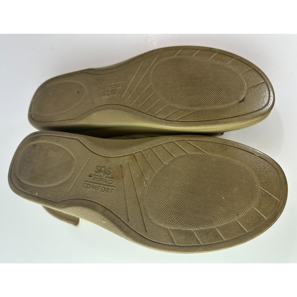 SAS Slingback Triple Buckle Leather Sandals Tripad Comfort Flats Beige Size 9M 9 - Picture 14 of 15